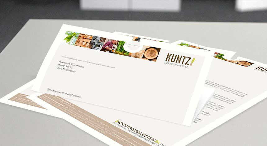 Kuntz Sägewerk, Industriepaletten24, Briefpapier
