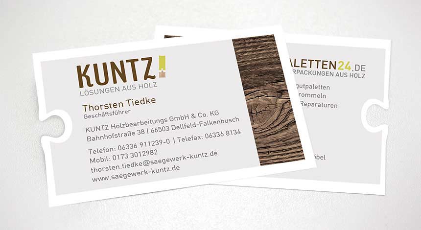 Kuntz Sägewerk, Industriepaletten24, Visitenkarte